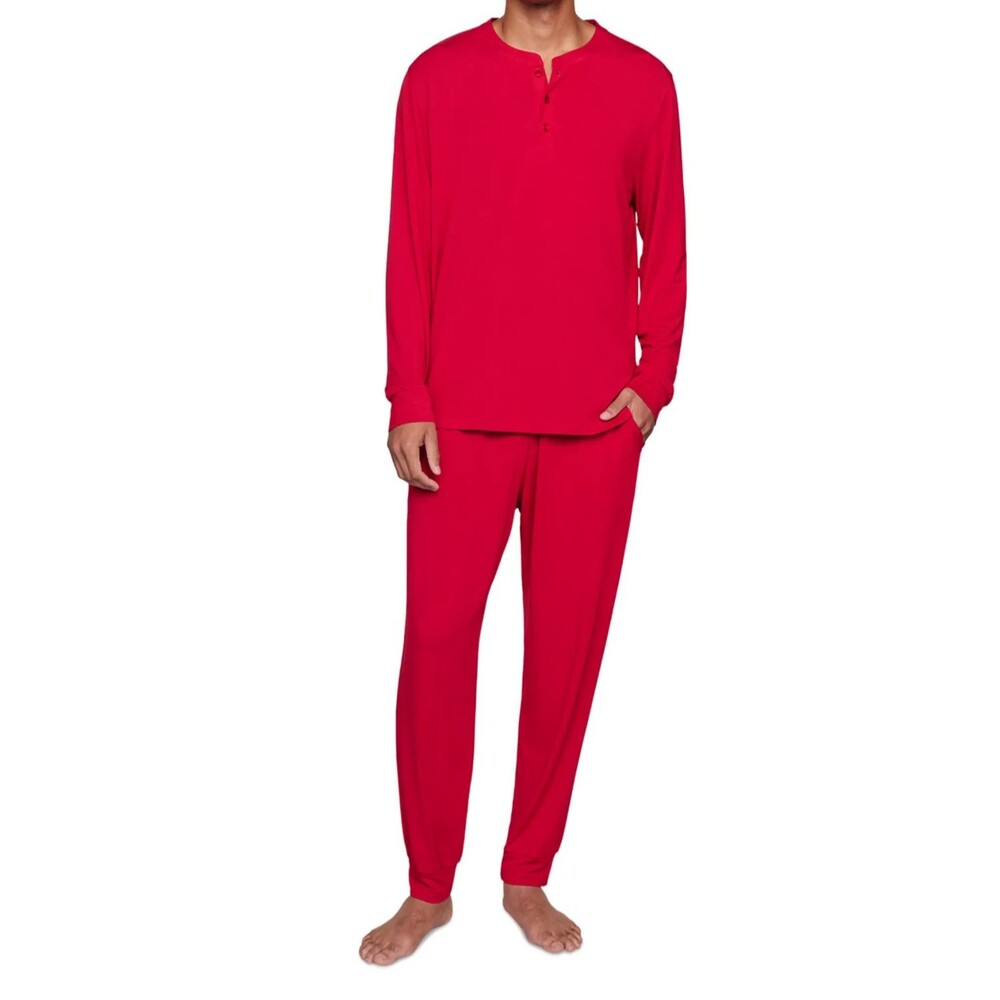EBERJEY Pajama Set Mens XL Red Henley Jogger Modal Lux HENRY Sleepwear PJs $158